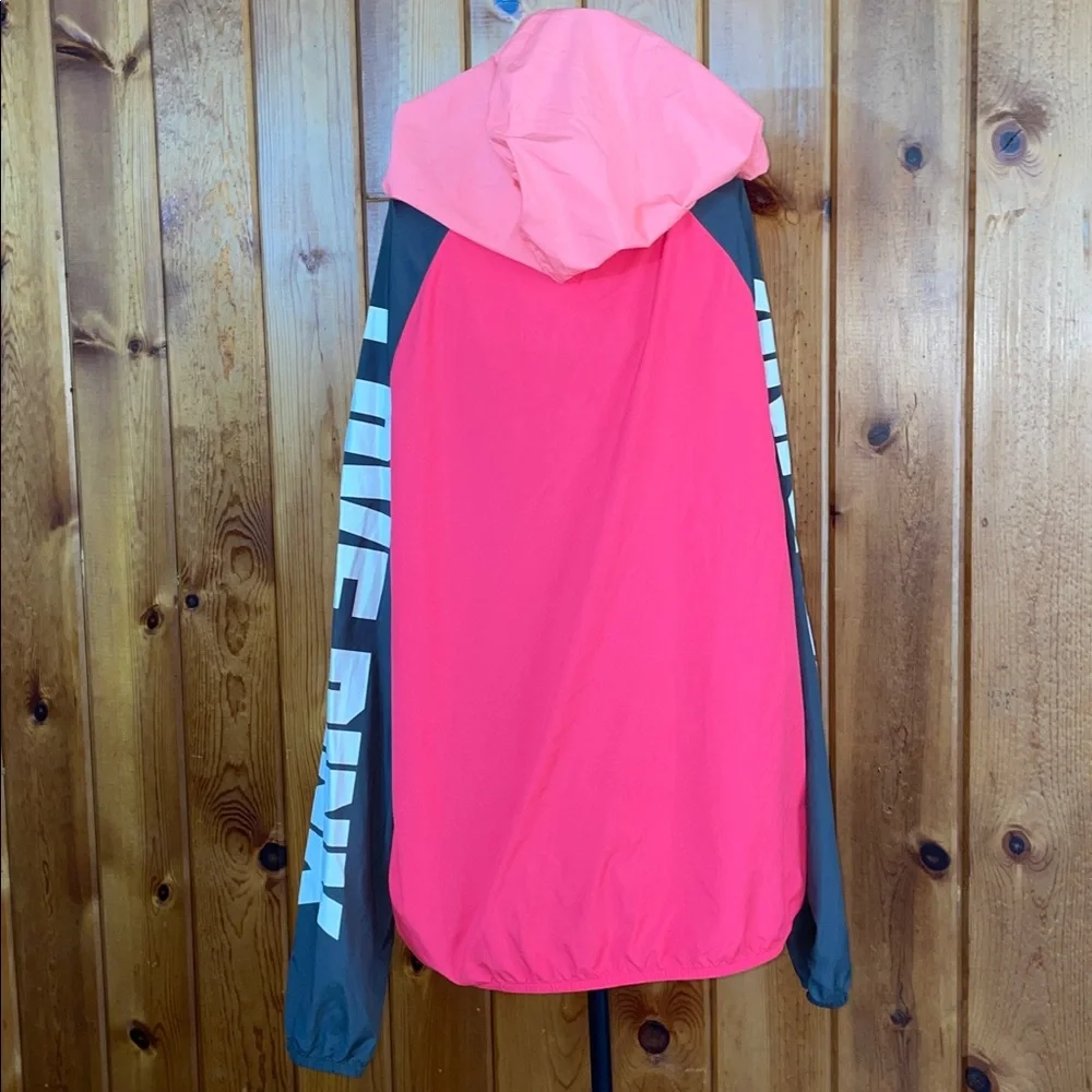 PINK Victoria's Secret Coral and Hot Pink Jacket windbreaker jacket MD/LG rain - Picture 6 of 8